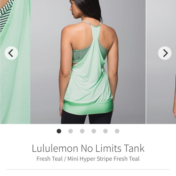 LULULEMON No Limits Tank Top In Fresh Teal / Mini Hyper Stripe Fresh Teal Size 8 - Picture 2 of 10